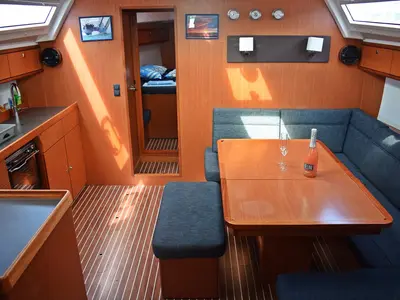Galley of Lovrečina, a Bavaria Cruiser 46 sailboat at Grad Kaštela, Croatia