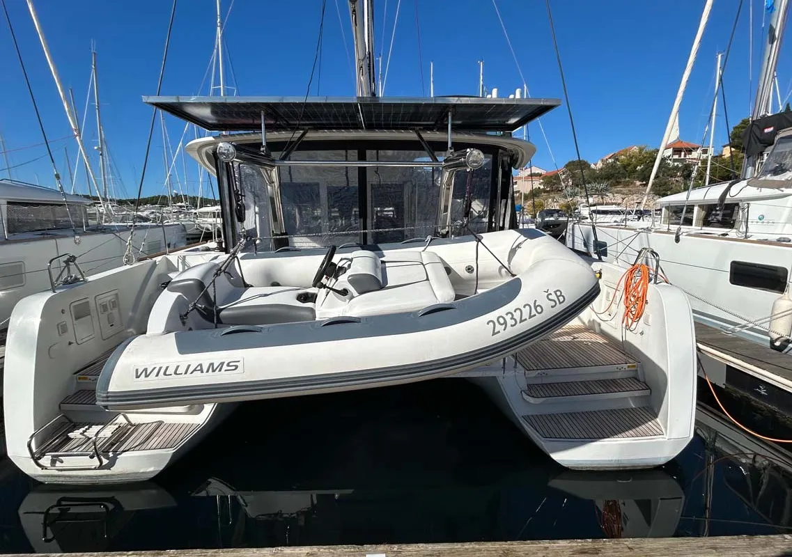 Millennium Falcon, a Lagoon 40 catamaran at Grad Šibenik, Croatia