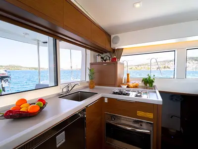 Galley of Millennium Falcon, a Lagoon 40 catamaran at Grad Šibenik, Croatia
