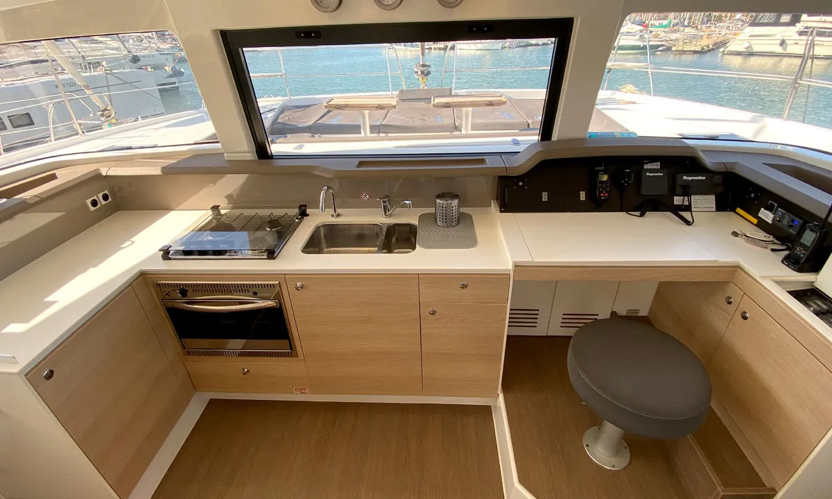 Galley of Escape, a Bali 4.0 catamaran at Palma de Mallorca, Spain