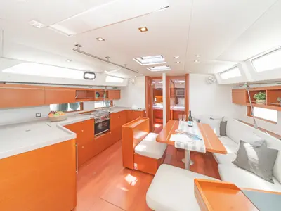 Galley of Almyra, a Beneteau Oceanis 46.1 sailboat at Athens, Greece