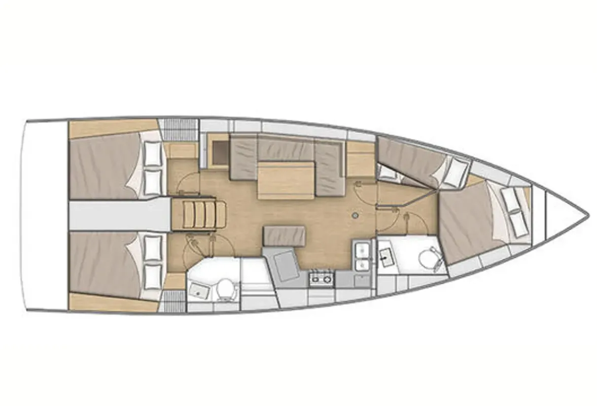 Floor plan of AF-O40.1R, a Beneteau Oceanis 40.1 sailboat at Athens, Greece