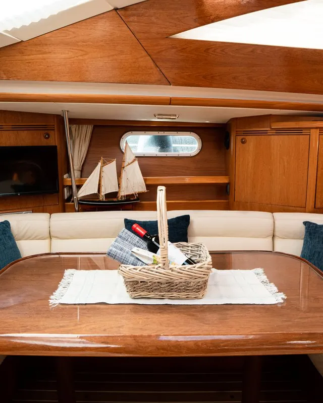 Salon of Evita, a Jeanneau Sun Odyssey 49 DS sailboat at Municipal Unit of Lefkada, Greece