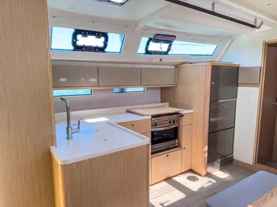 Galley of Bravura, a Bavaria Voyager 45 sailboat at Grad Pula, Croatia