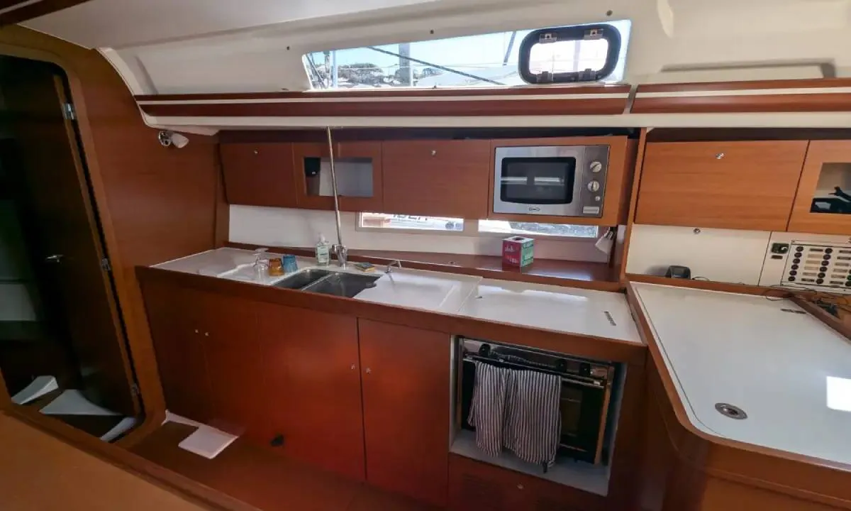Galley of Tarann, a Dufour 375 Grand Large sailboat at Saint-Cast-le-Guildo, France