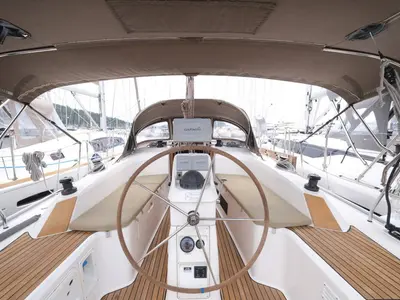 Cockpit of Classic, a Bavaria 33 Cruiser sailboat at Fethiye, Turkey