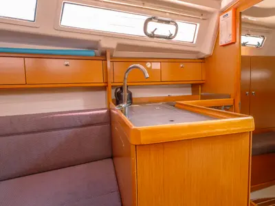 Galley of Classic, a Bavaria 33 Cruiser sailboat at Fethiye, Turkey