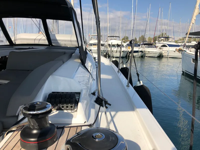 Deck of Salt Water, a Beneteau Oceanis 51.1 sailboat at Athens, Greece