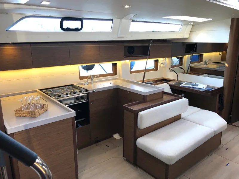 Galley of Salt Water, a Beneteau Oceanis 51.1 sailboat at Athens, Greece