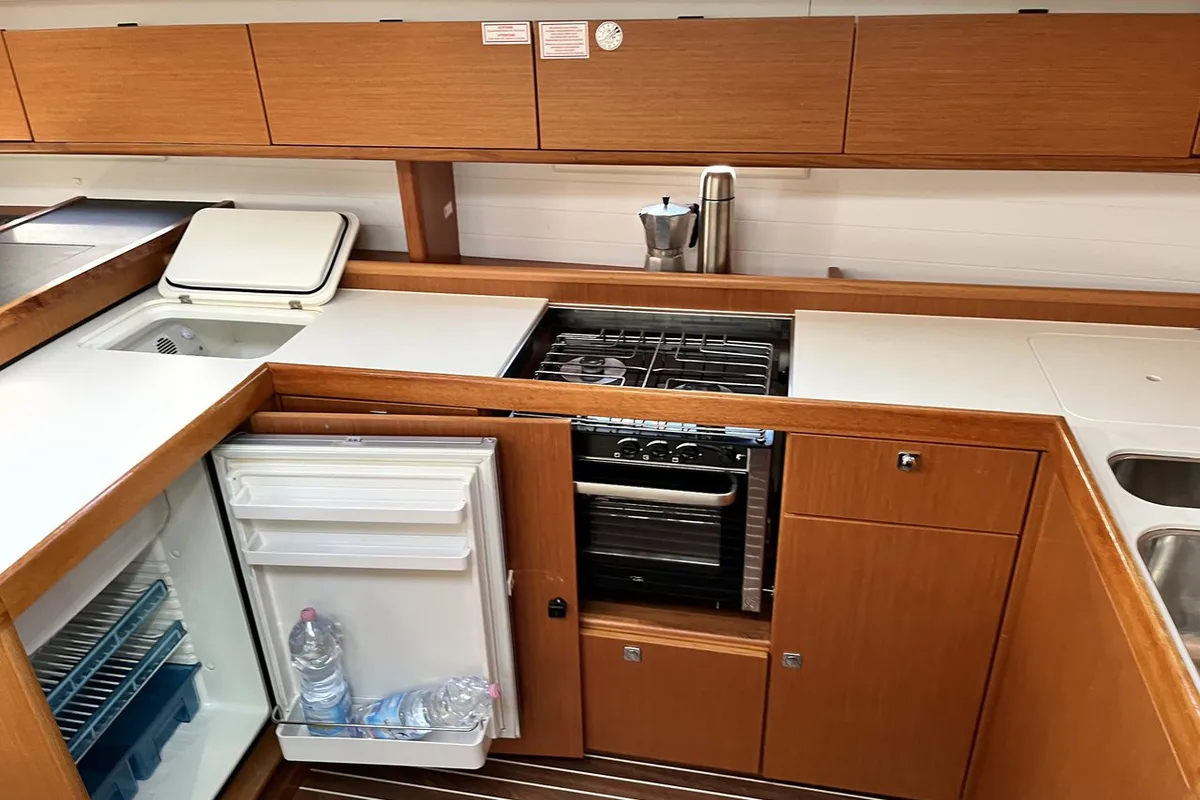 Galley of Morillon, a Bavaria Cruiser 51 sailboat at Seget Donji, Croatia