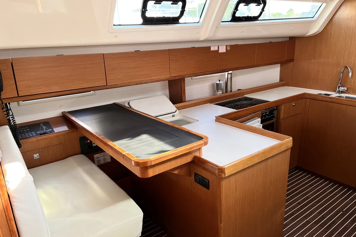Galley of Morillon, a Bavaria Cruiser 51 sailboat at Seget Donji, Croatia