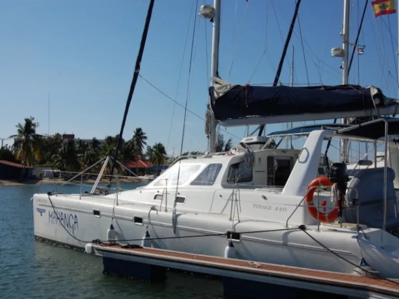 Exterior view of Alboran Mahanga (Radazul), a Voyage 440 catamaran at El Rosario, Spain