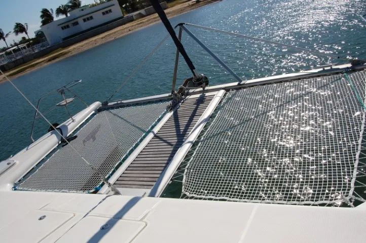 Deck of Alboran Mahanga (Radazul), a Voyage 440 catamaran at El Rosario, Spain