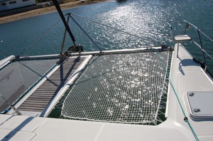 Deck of Alboran Mahanga (Radazul), a Voyage 440 catamaran at El Rosario, Spain