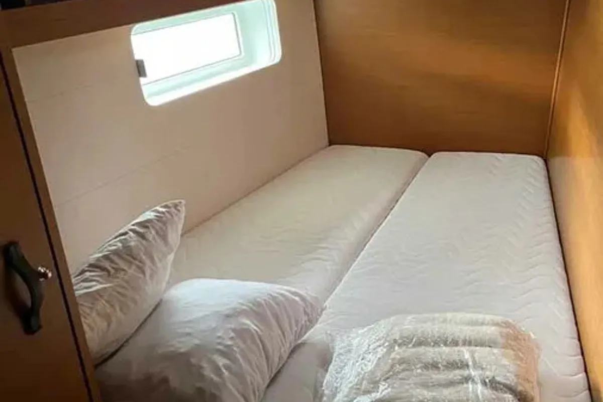 Cabin on Duca del Sale, a Jeanneau 54 sailboat at Castellammare di Stabia, Italy
