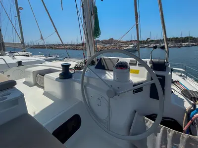 Cockpit of Jacamar, a Bali Catspace OW catamaran at Plan-d'Aups-Sainte-Baume, France