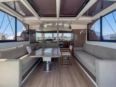 Salon of Jacamar, a Bali Catspace OW catamaran at Plan-d'Aups-Sainte-Baume, France