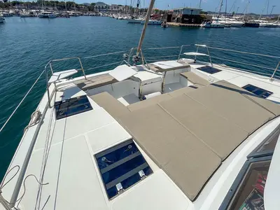 Deck of Jacamar, a Bali Catspace OW catamaran at Plan-d'Aups-Sainte-Baume, France