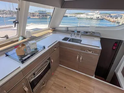 Galley of Jacamar, a Bali Catspace OW catamaran at Plan-d'Aups-Sainte-Baume, France