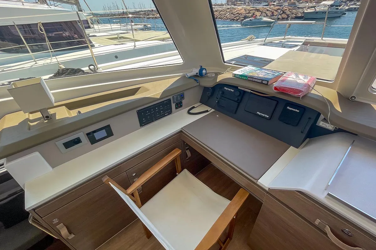 Salon of Jacamar, a Bali Catspace OW catamaran at Plan-d'Aups-Sainte-Baume, France