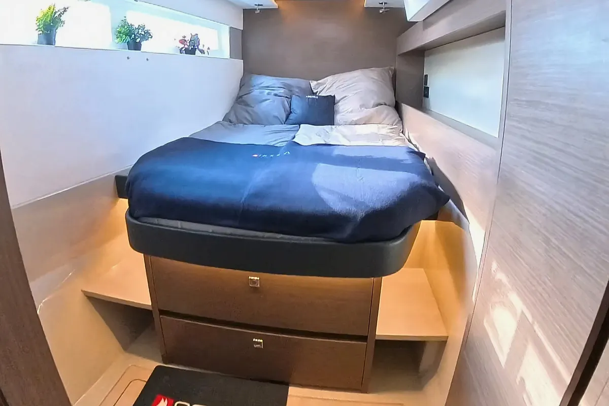 Cabin on Sonea, a Leopard 50 catamaran at Sukošan, Croatia