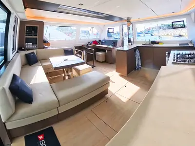 Salon of Sonea, a Leopard 50 catamaran at Sukošan, Croatia