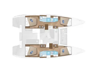 Floor plan of Lagoon 42, a catamaran at Capo d'Orlando, Italy