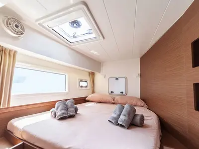 Cabin on Lagoon 42, a catamaran at Capo d'Orlando, Italy