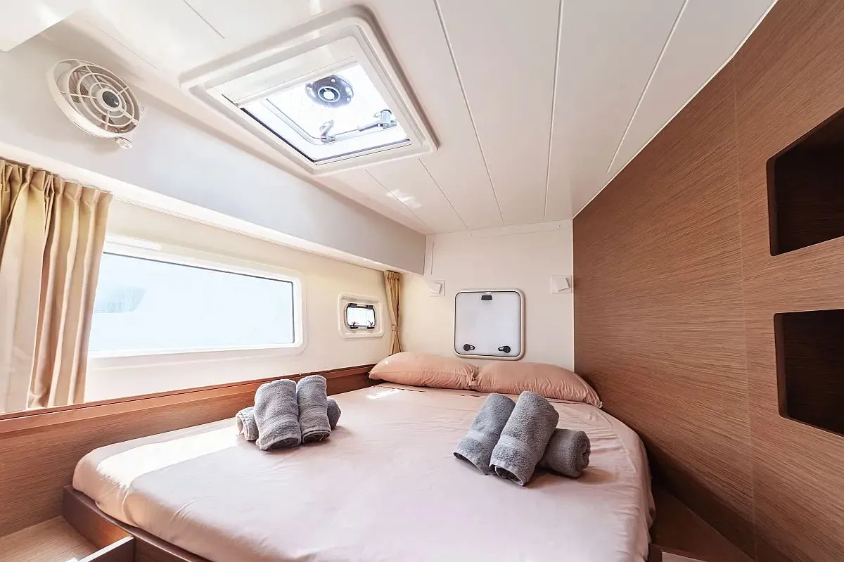 Cabin on Lagoon 42, a catamaran at Capo d'Orlando, Italy