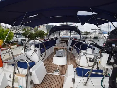 Cockpit of Loki, a Jeanneau Sun Odyssey 44 i sailboat at Marmaris, Turkey