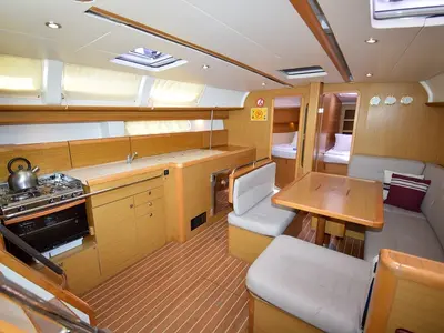 Galley of Loki, a Jeanneau Sun Odyssey 44 i sailboat at Marmaris, Turkey