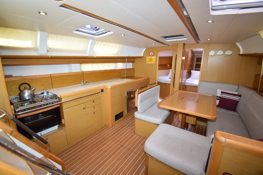 Galley of Loki, a Jeanneau Sun Odyssey 44 i sailboat at Marmaris, Turkey