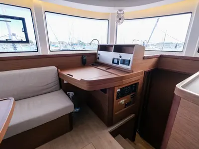 Galley of White Chadal, a Lagoon 42 catamaran at Ventimiglia, Italy