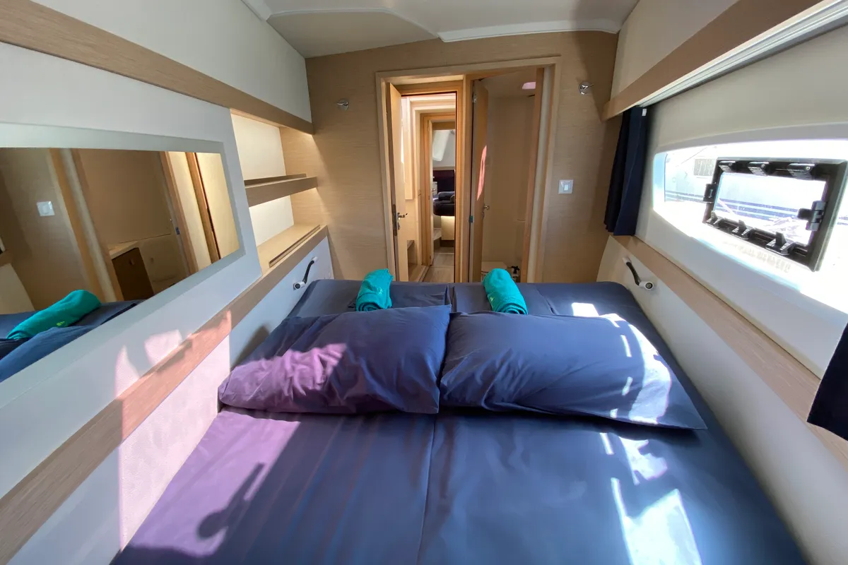 Cabin on Aquila, a Fountaine Pajot Lucia 40 catamaran at San Miguel de Abona, Spain