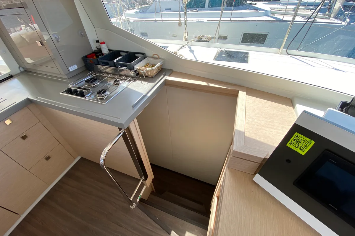 Galley of Aquila, a Fountaine Pajot Lucia 40 catamaran at San Miguel de Abona, Spain