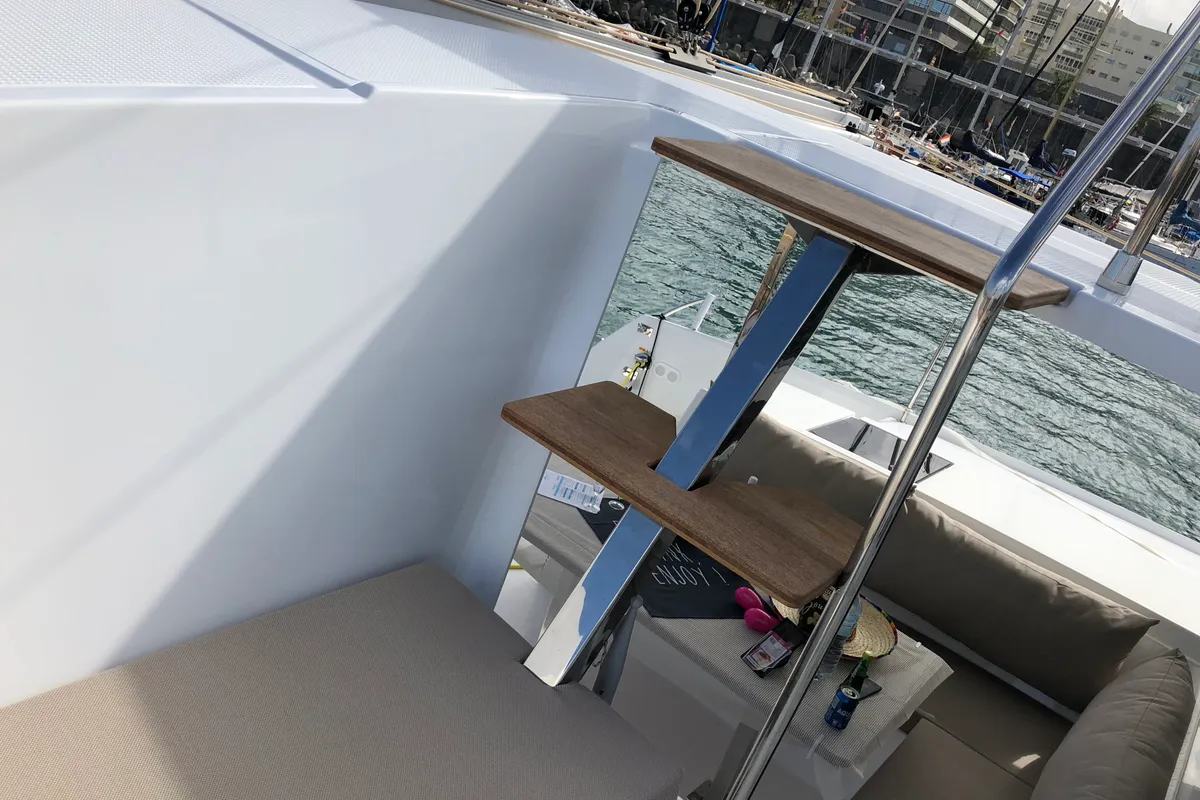 Deck of Aquila, a Fountaine Pajot Lucia 40 catamaran at San Miguel de Abona, Spain