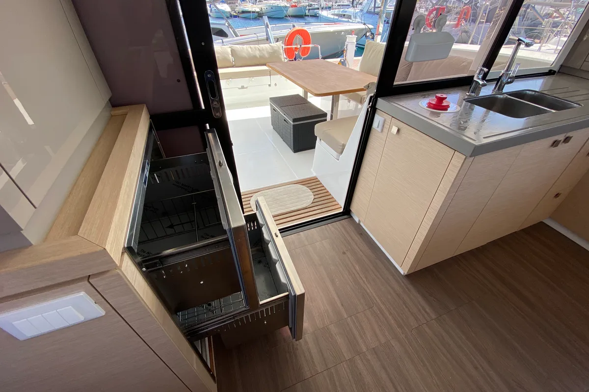 Galley of Aquila, a Fountaine Pajot Lucia 40 catamaran at San Miguel de Abona, Spain