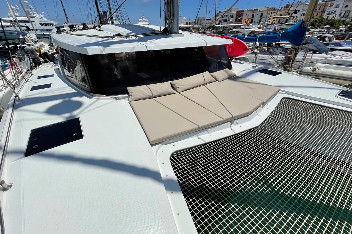 Deck of Aquila, a Fountaine Pajot Lucia 40 catamaran at San Miguel de Abona, Spain