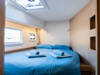 Cabin on Lyubushka, a Lagoon 42 catamaran at Tivat, Montenegro