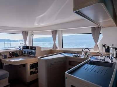 Galley of Lyubushka, a Lagoon 42 catamaran at Tivat, Montenegro