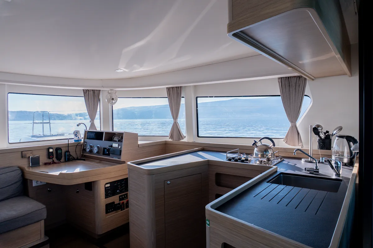 Galley of Lyubushka, a Lagoon 42 catamaran at Tivat, Montenegro