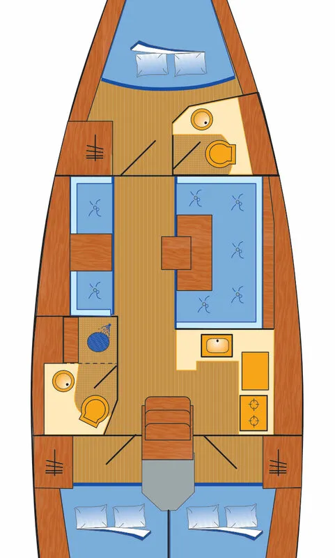 Floor plan of Mira, a Jeanneau Sun Odyssey 419 sailboat at Grad Pula, Croatia