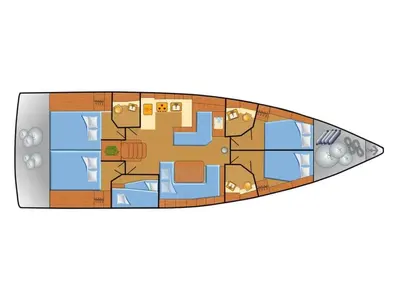 Floor plan of Alboran Mónica (Mallorca), a Beneteau Oceanis 51.1 sailboat at es Jonquet, Spain