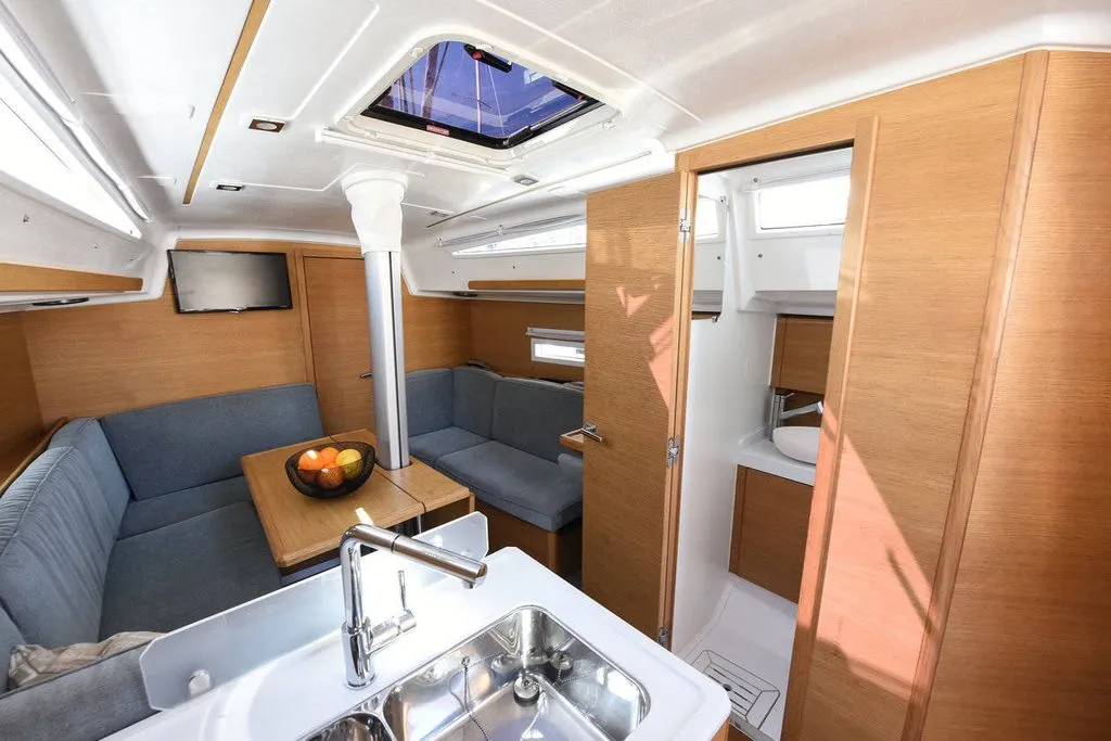 Salon of Cooper, a Elan E4 sailboat at Zadar, Croatia