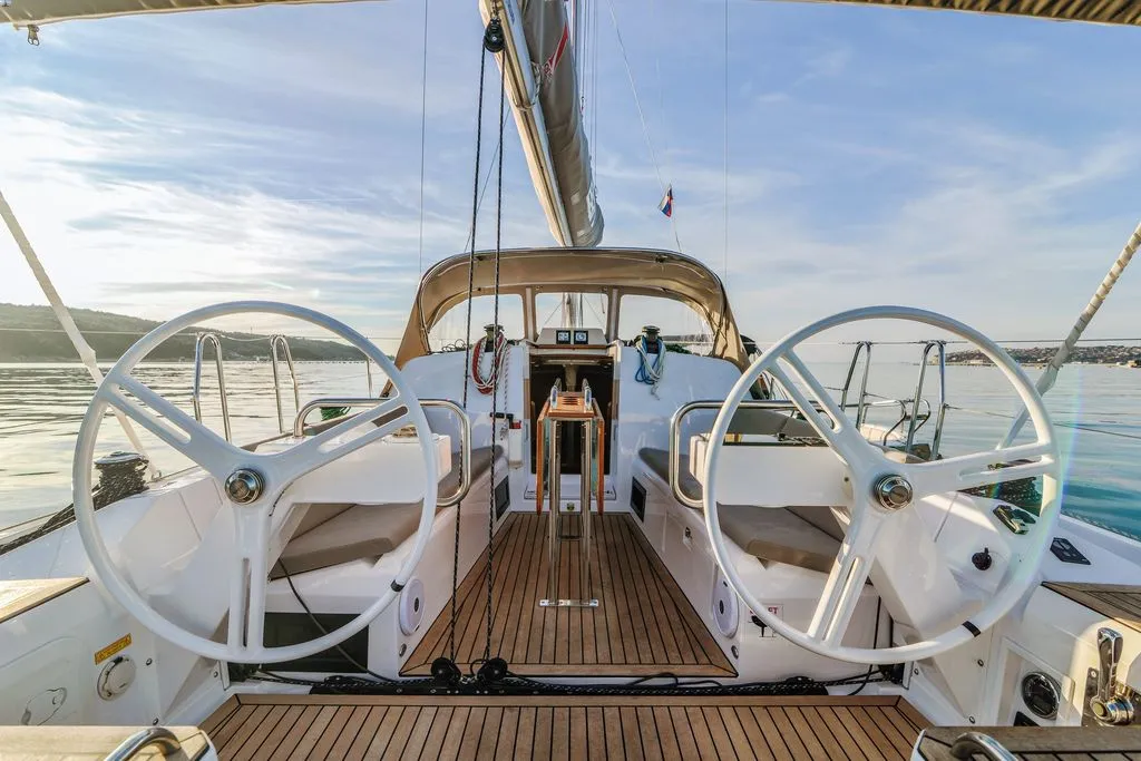 Cockpit of Cooper, a Elan E4 sailboat at Zadar, Croatia