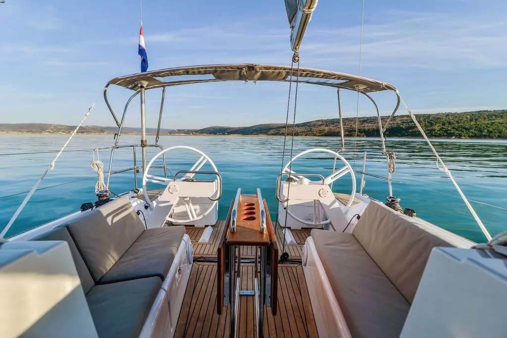 Cockpit of Cooper, a Elan E4 sailboat at Zadar, Croatia
