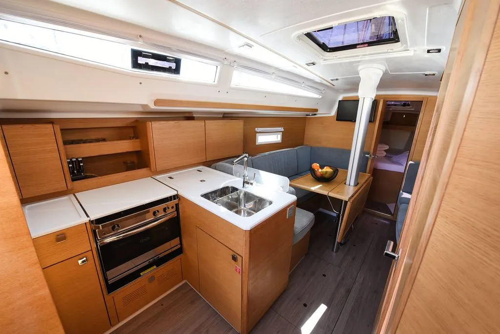 Galley of Cooper, a Elan E4 sailboat at Zadar, Croatia