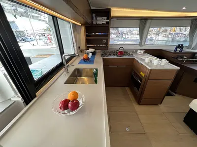 Galley of Galaxy, a Lagoon 46 catamaran at Athens, Greece