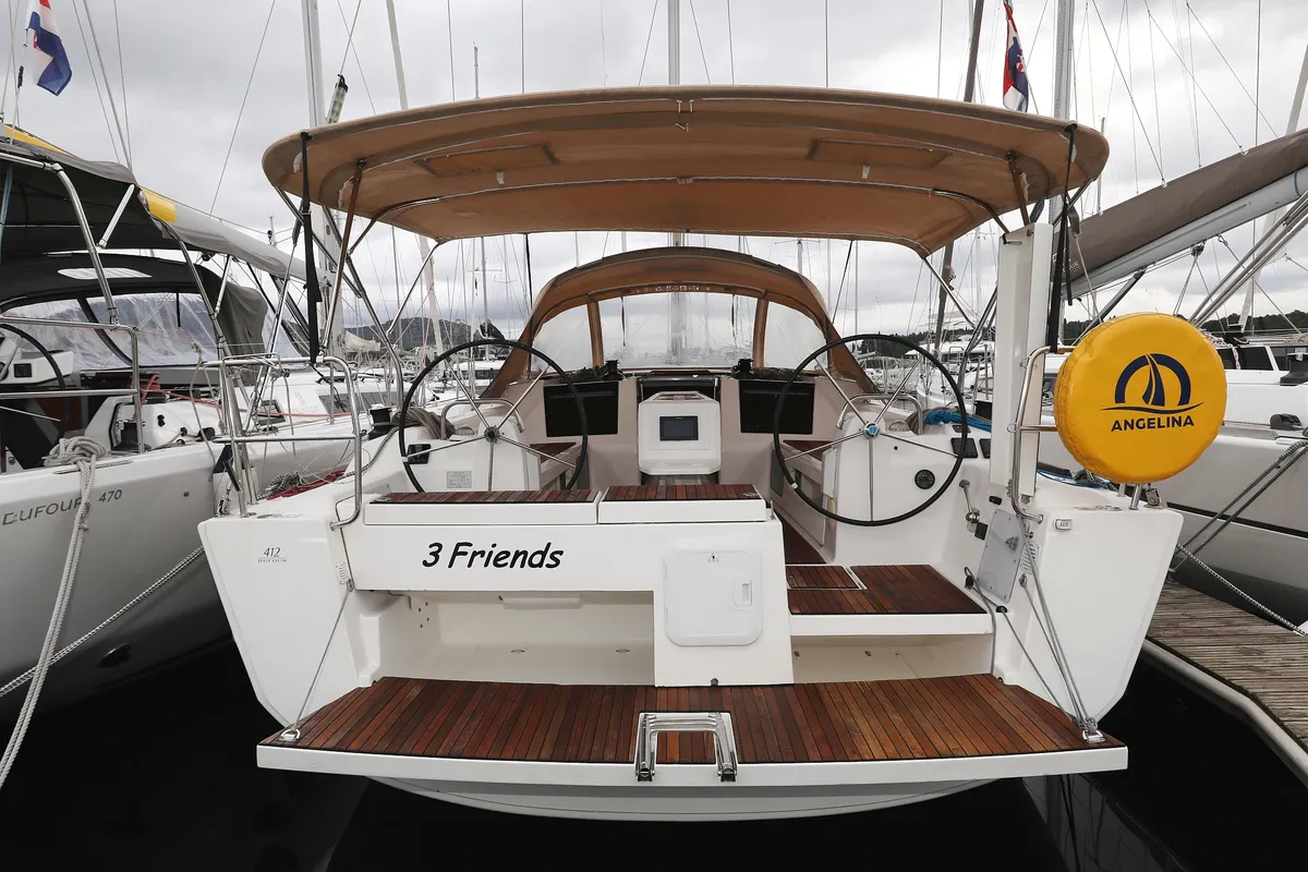 Exterior view of 3 Friends, a Dufour 412 GL sailboat at Primošten, Croatia