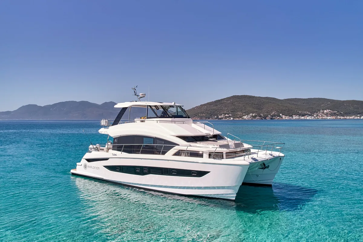 EXPLORION, a Aquila 54 Yacht catamaran at Piraeus, Greece
